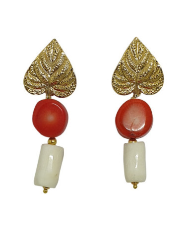 PENDIENTES CPENDIENTES CORAL HOJA